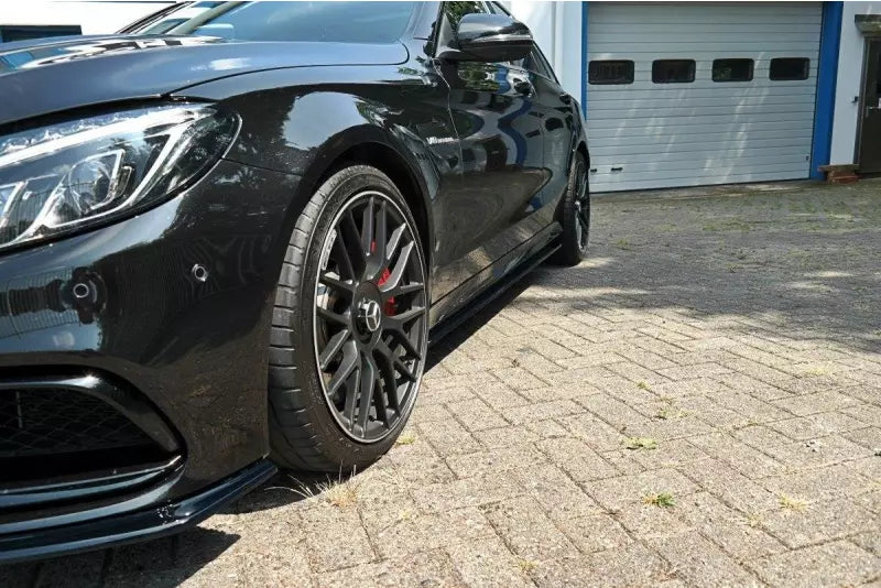Maxton Design Seitenschweller (Paar) für Mercedes C-Klasse S Hochglanz schwarz – Ansicht 3