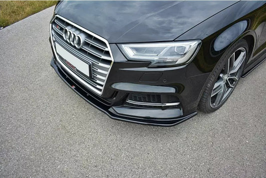 Maxton Design Frontlippe V.1 für Audi S3 / A3 S-Line 8V Facelift Hochglanz schwarz – Ansicht 1