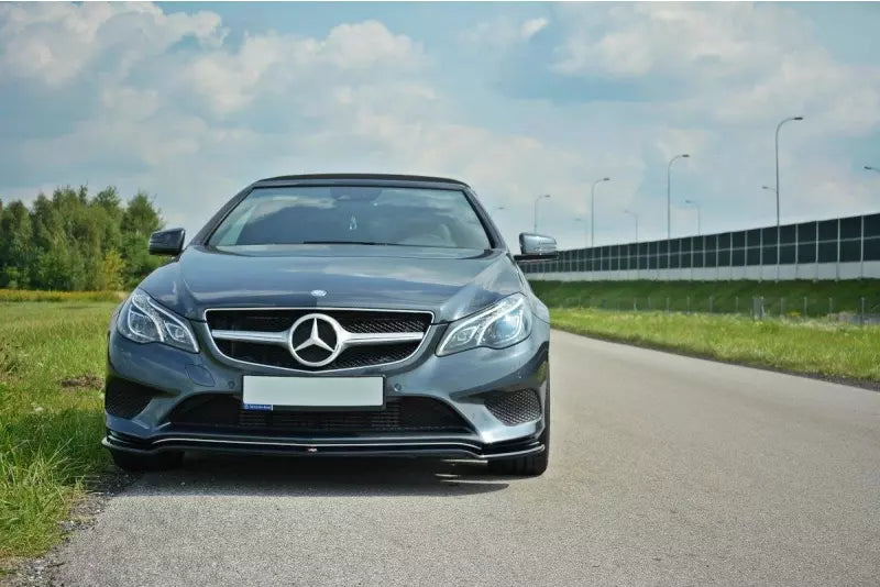 Maxton Design Frontlippe V.1 für Mercedes E-Klasse Coupe C207 / Cabrio A207 Facelift Hochglanz schwarz – Ansicht 1