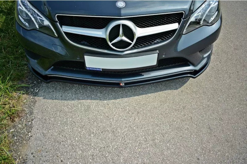 Maxton Design Frontlippe V.1 für Mercedes E-Klasse Coupe C207 / Cabrio A207 Facelift Hochglanz schwarz – Ansicht 2