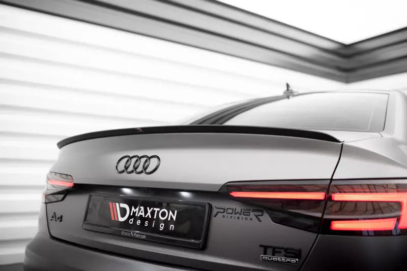 Maxton Design Heckspoiler Lippe für Audi A4 B9 Limousine S-Line Hochglanz schwarz – Ansicht 1