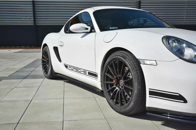 Maxton Design Seitenschweller (Paar) für Porsche Cayman S 987C Hochglanz schwarz – Ansicht 1