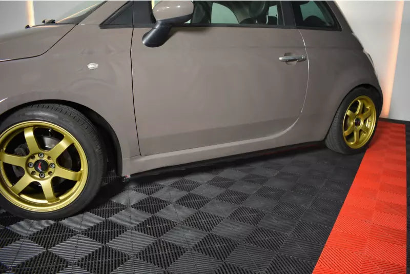 Maxton Design Seitenschweller (Paar) für Fiat 500 Hatchback vor Facelift Hochglanz schwarz – Ansicht 1