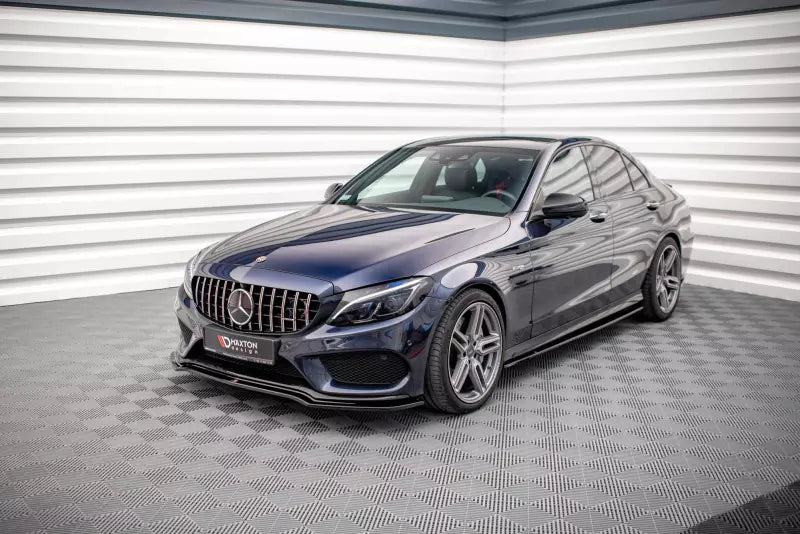 Maxton Design Frontlippe V.1 für Mercedes W205 AMG-Line / C43 AMG (2014-2018) Hochglanz schwarz – Ansicht 1