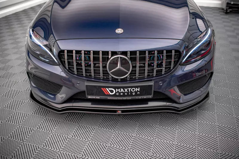 Maxton Design Frontlippe V.1 für Mercedes W205 AMG-Line / C43 AMG (2014-2018) Hochglanz schwarz – Ansicht 2