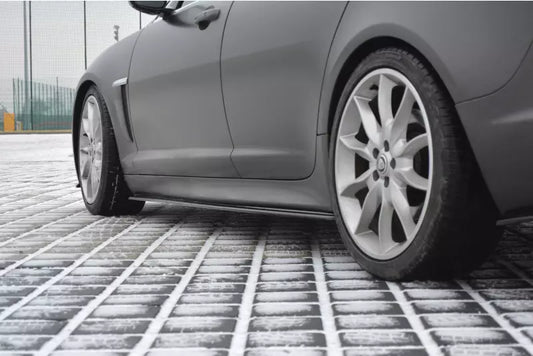 Maxton Design Seitenschweller (Paar) für Jaguar XF X250 Hochglanz schwarz – Ansicht 1