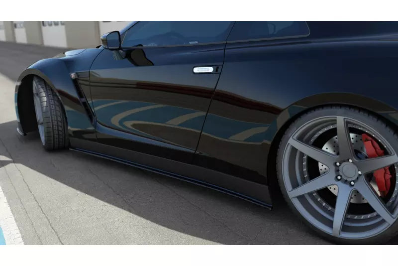 Maxton Design Seitenschweller (Paar) für Nissan GT-R R35 Coupe vor Facelift Serie Hochglanz schwarz – Ansicht 1